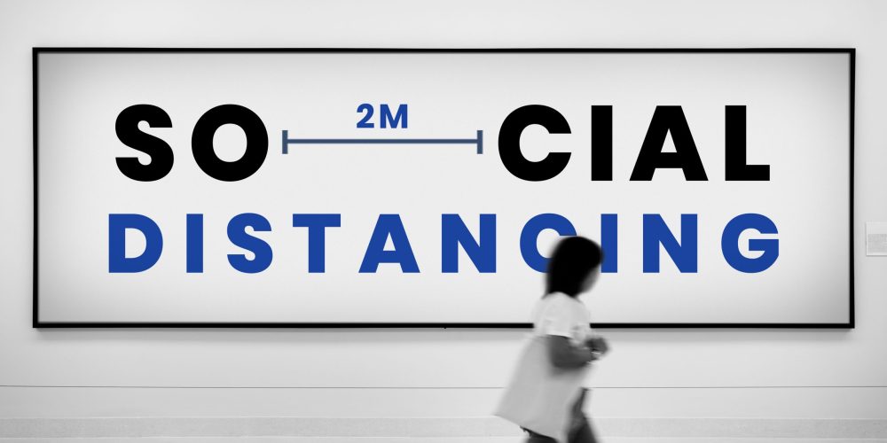 Social distancing ad on billboard